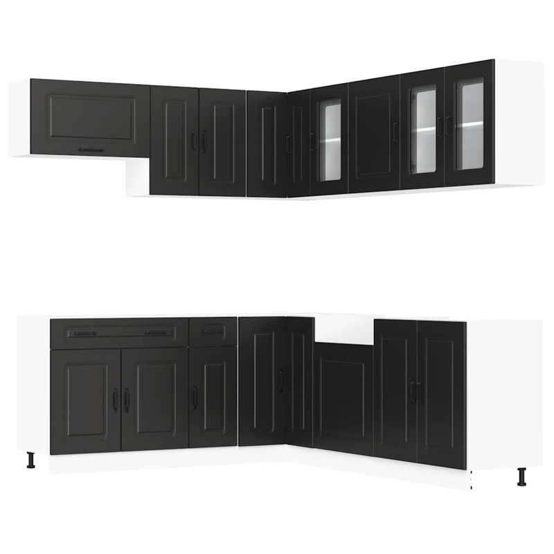 Kalmar Kitchen Cabinet Set, Black