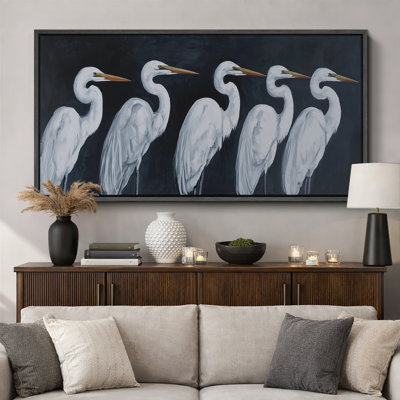 «White Heron Birds», impression sur toile encadrée