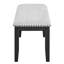 Ensemble de salle à manger 6 pièces avec dessus en marbre véritable, revêtement gris tourterelle et banc capitonné clouté pour une élégance moderne-288756752