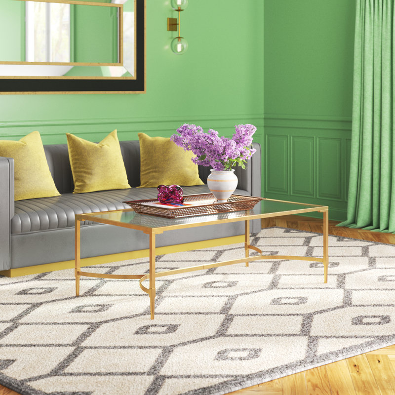 Glass Top Single Coffee Table, Gold
