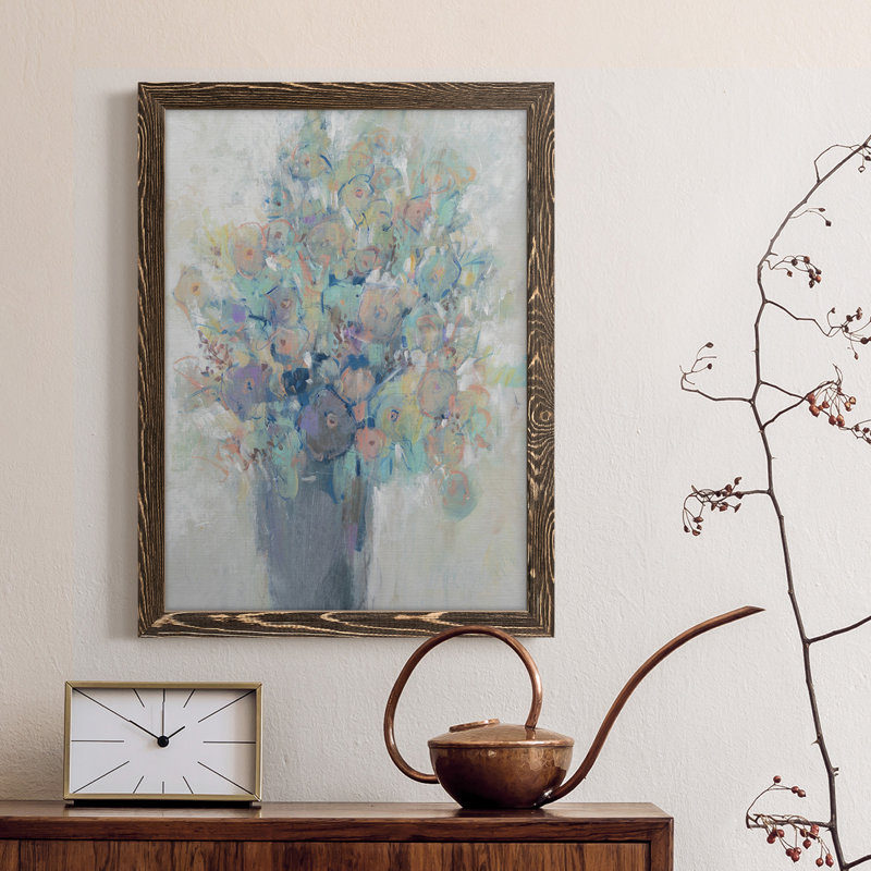 Bouquet I - Peinture sur toile encadrée, Noyer, H 44 po x l 31 po x P 1 po