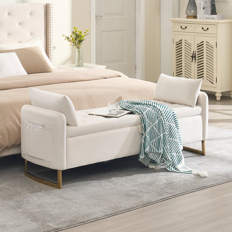 Velvet Upholstered Storage Bench