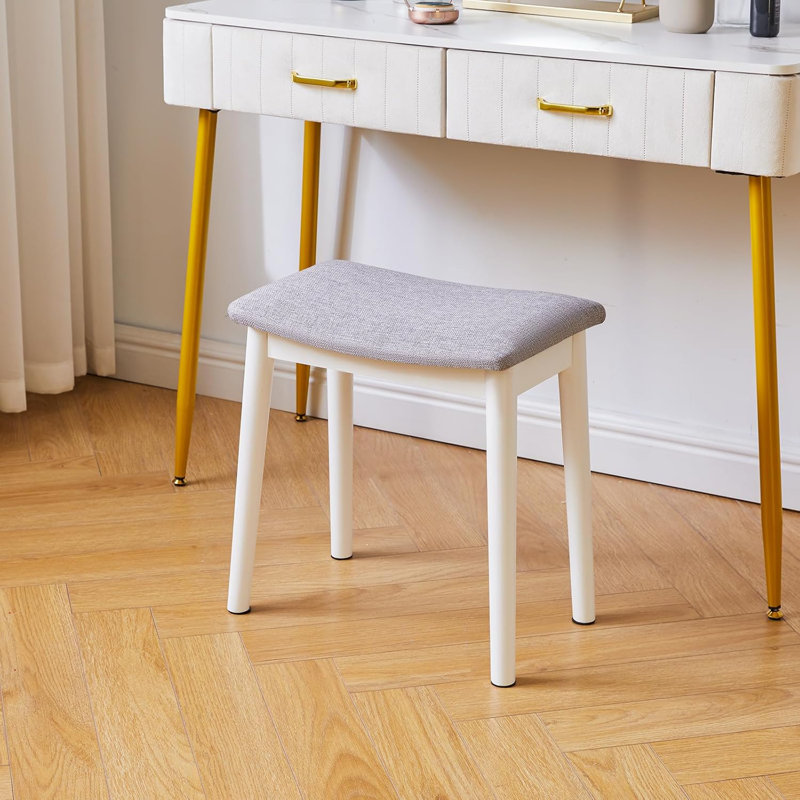 Tabouret de coiffeuse rembourré en lin massif avec pieds antidérapants