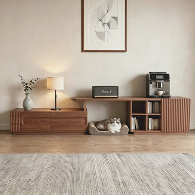 Modern Extendable Walnut TV Stand With Storage(88"-115")