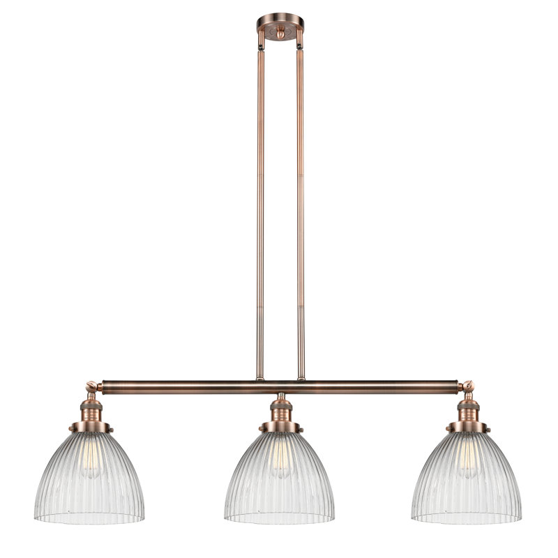 Luminaire suspendu linéaire à 3 lumières pour îlot de cuisine Tallulah, Cuivre antique, DEL