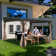 Aluminum Patio Gazebo Lean to Wall Mounted Pergola with Sloping Galvanized Steel Roof