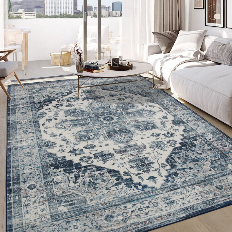 VIlmar Washable Oriental Indoor Rug, Rectangle 6' x 9'