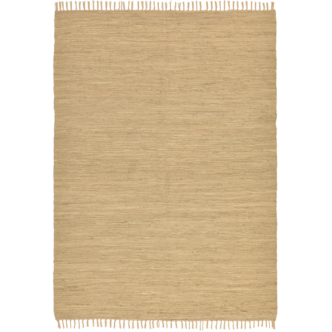 Handgefertigter Teppich Pavonis aus Baumwolle in Natur/Beige