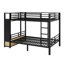Lit superposé en métal pour les adolescents avec tablettes de rangement, tiroirs et panneau perforé-1206340564