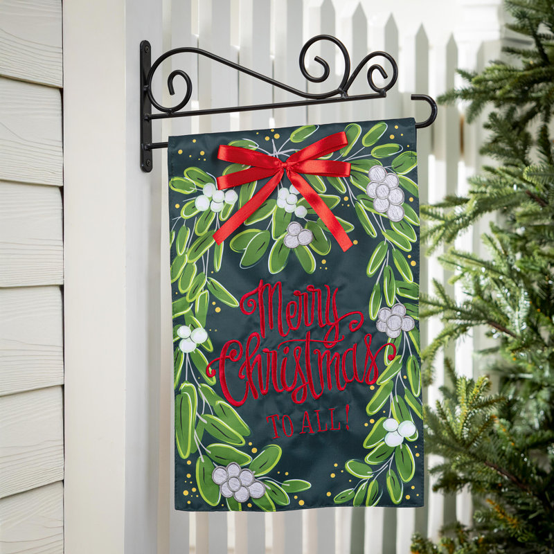Drapeau de jardin Merry Christmas Mistletoe
