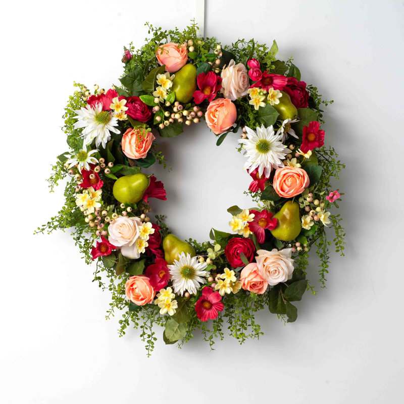 Couronne en polyuréthane Rose & Pear Spring Summer, H 24 po x l 24 po x P 7 po