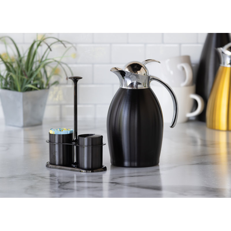 Desserte à bouton-poussoir isotherme en acier inoxydable 4,2 tasses, Noir onyx
