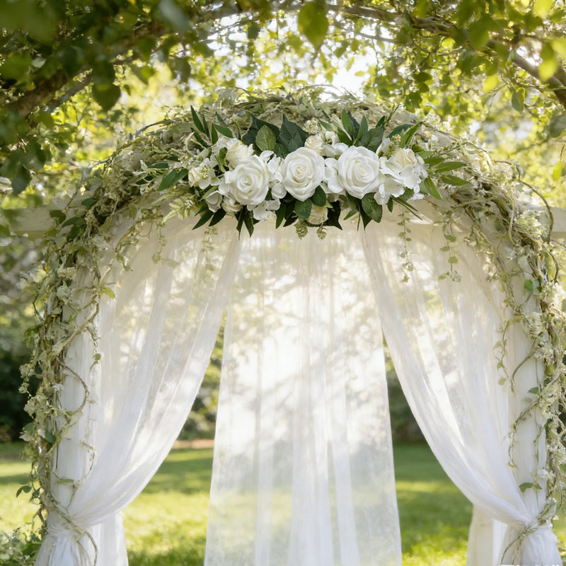 Guirlande de 23 pouces de soie rose et d'hortensia, Blanc