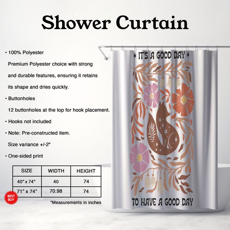 Rideau de douche 1 pièce Wild Vibes, H 74 po x l 40 po