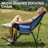 Oversized Camping Rocking Chair With Pillow, Portable Folding Temmo For Adults, Support 350 Lbs-1314243670
