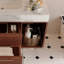 Meuble-lavabo suspendu de 100 cm (39,4 po) avec lavabo en céramique, fixé au mur, 2 tiroirs à fermeture amortie et comptoir en ardoise.