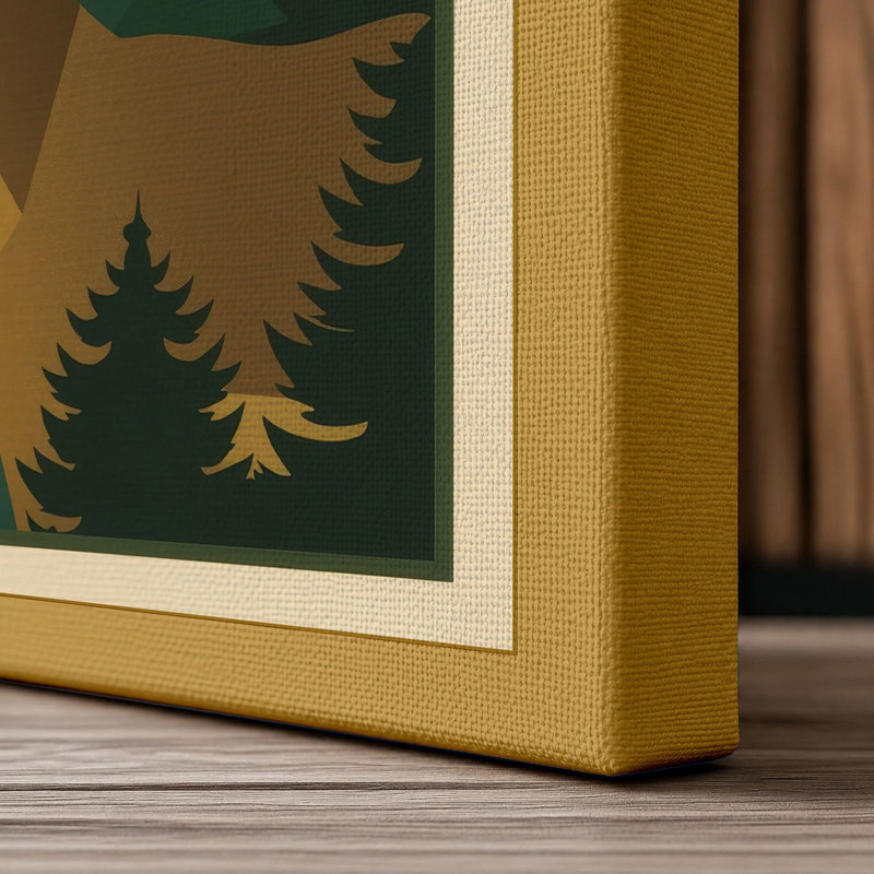Forest Deer Scandinavian - Wrapped Canvas, 24x16 - 61.0 x 40.6 cm, Ochre Border