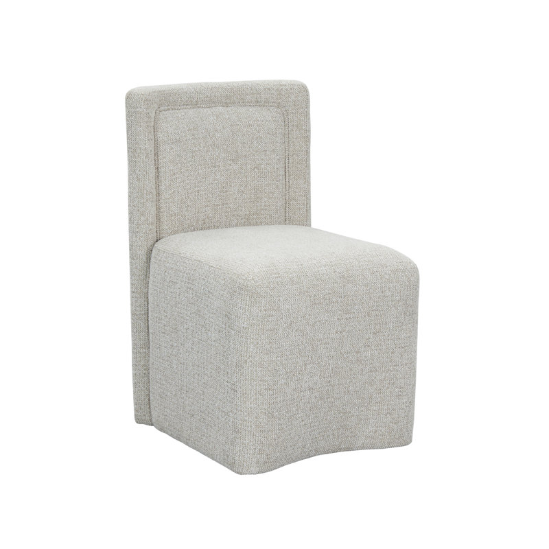Modern Upholstered Dining Chair with Casters, Oatmeal, 1