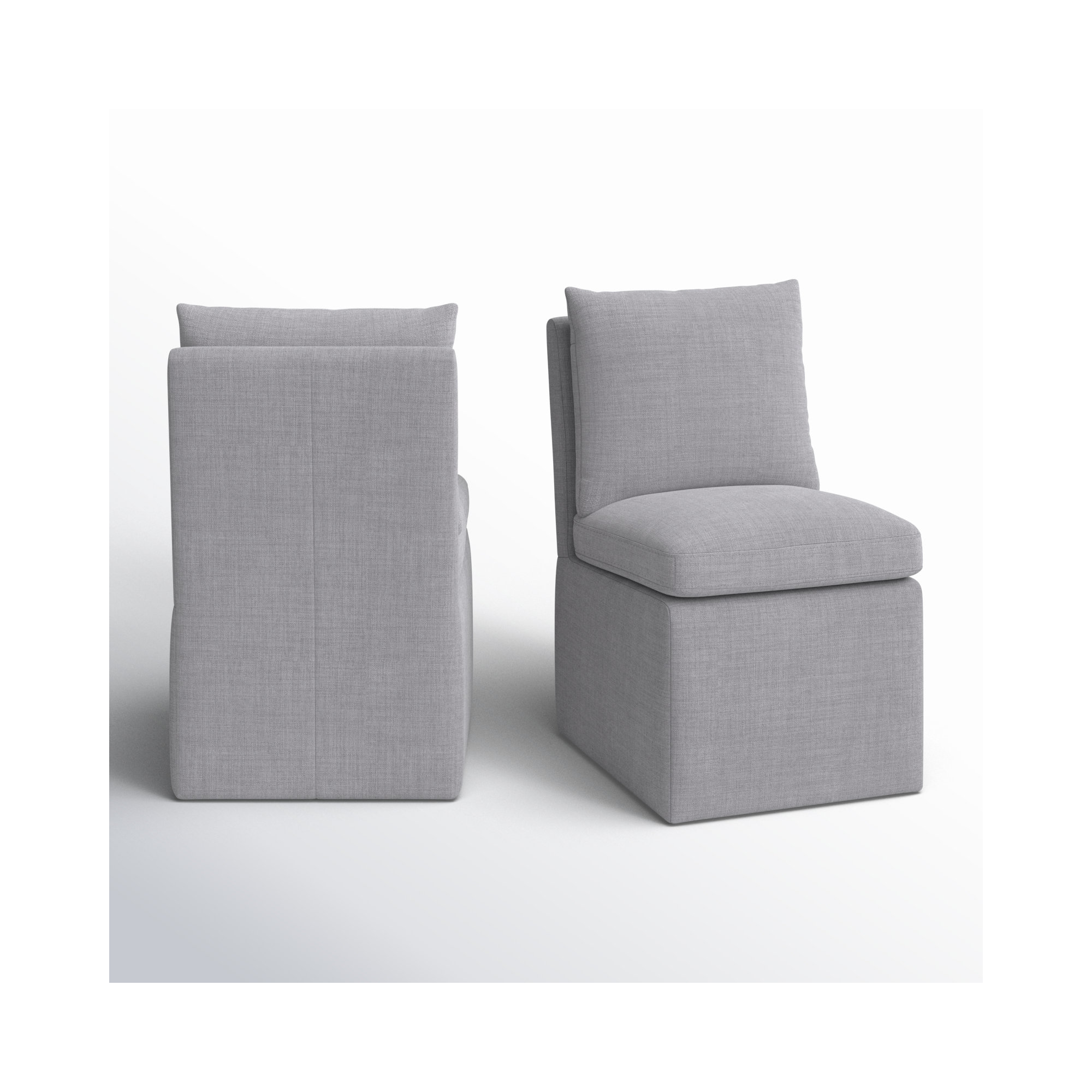 Alayaa Upholstered Side Chair with Casters, Effie Gray Performance Linen