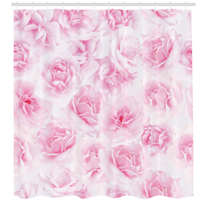 Ensemble de rideau de douche avec crochets rose, H 70 po x l 69 po