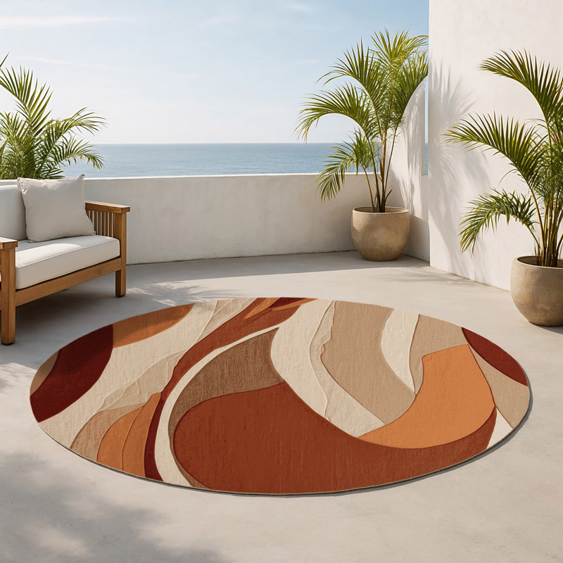 Tapis intérieur et extérieur Twilight Ripple, Rond 5 pi