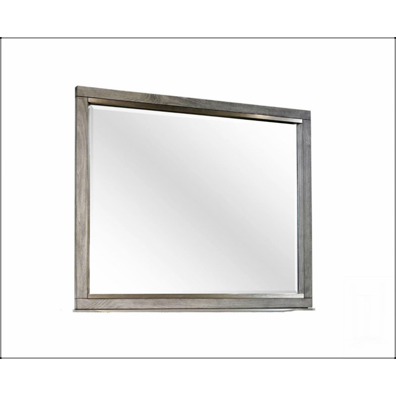Élégant miroir de paysage gris avec verre biseauté pour le montage de la commode, parfait pour un décor moderne et traditionnel