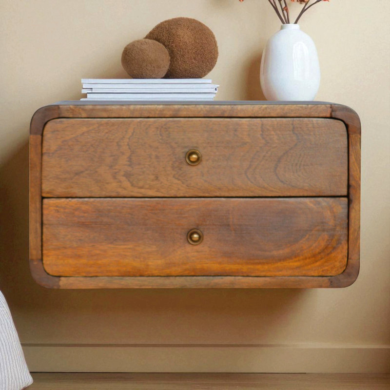 Floating Curved Chestnut Bedside