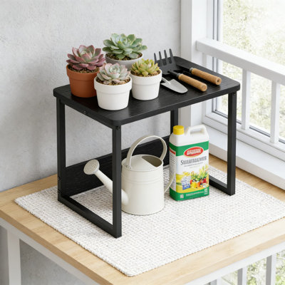 Grande tablette de rangement de comptoir de cuisine, support de rangement en métal et en bois robuste pour micro-ondes, épices, appareils électroménagers, fournitures de bureau et organisation à domicile
