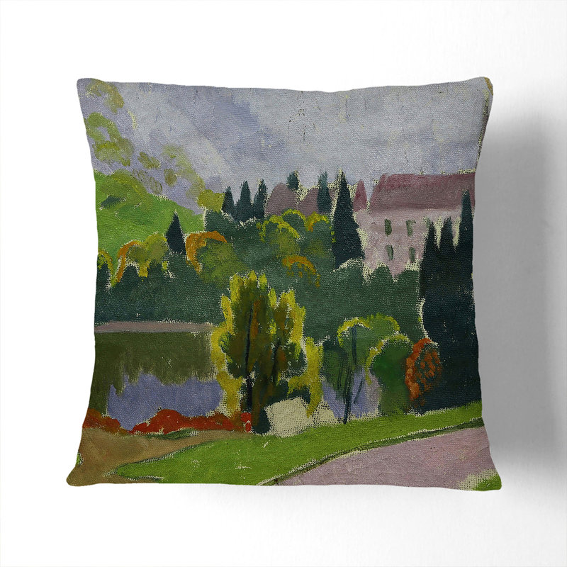 Landscape Square Throw Cushion, 40cm H x 40cm W x 15cm D, Black