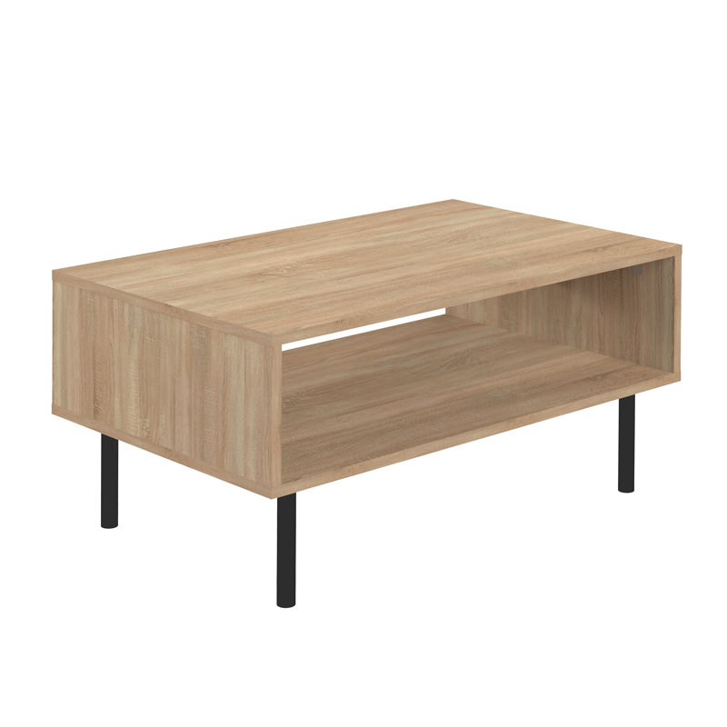 Shadava Four Leg Coffee Table with Storage, Oak