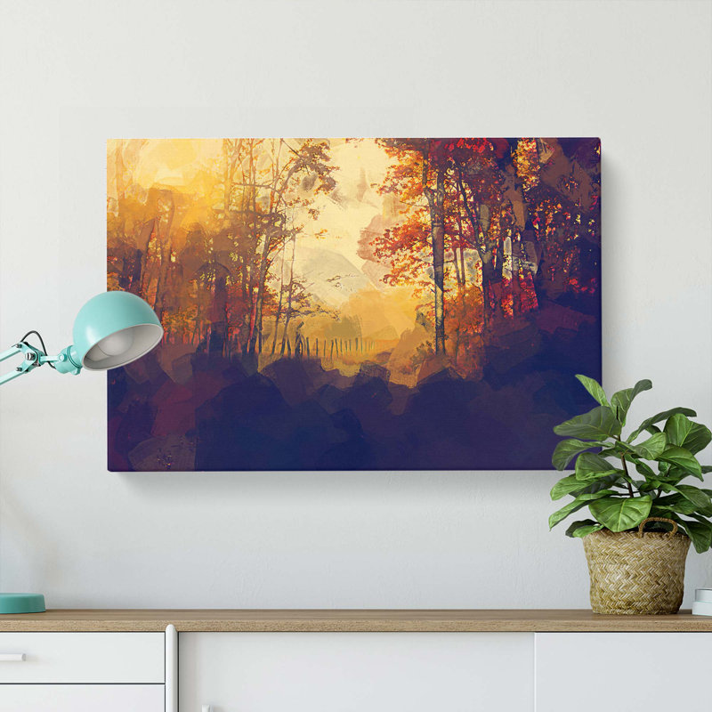 Woodland Path In Poland In Abstract - Wrapped Canvas Print, 50cm H x 76cm W x 3cm D
