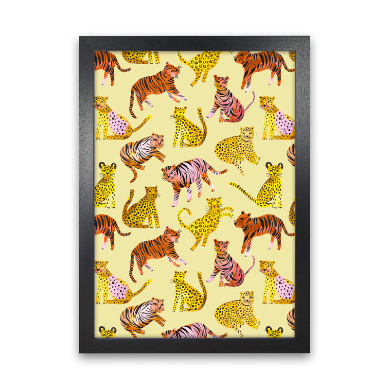 Tigers And Leopards Savannah - Print, Black Framed, 46cm H x 34cm W x 3cm D