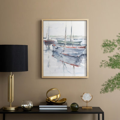 Watercolor Harbor Study I Framed Print - Solid Wood