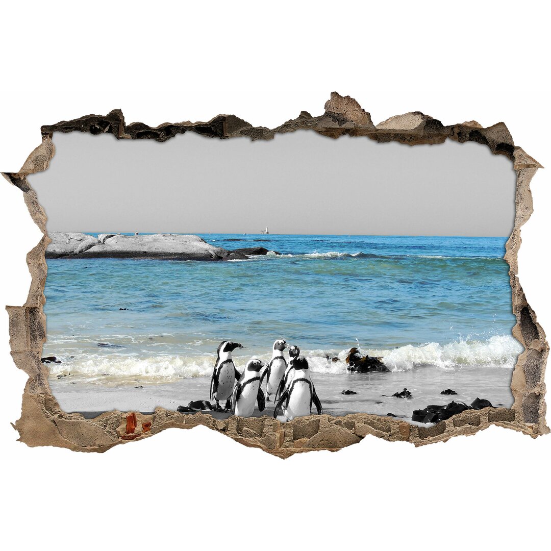 Wandtattoo Lustige Pinguine am Strand