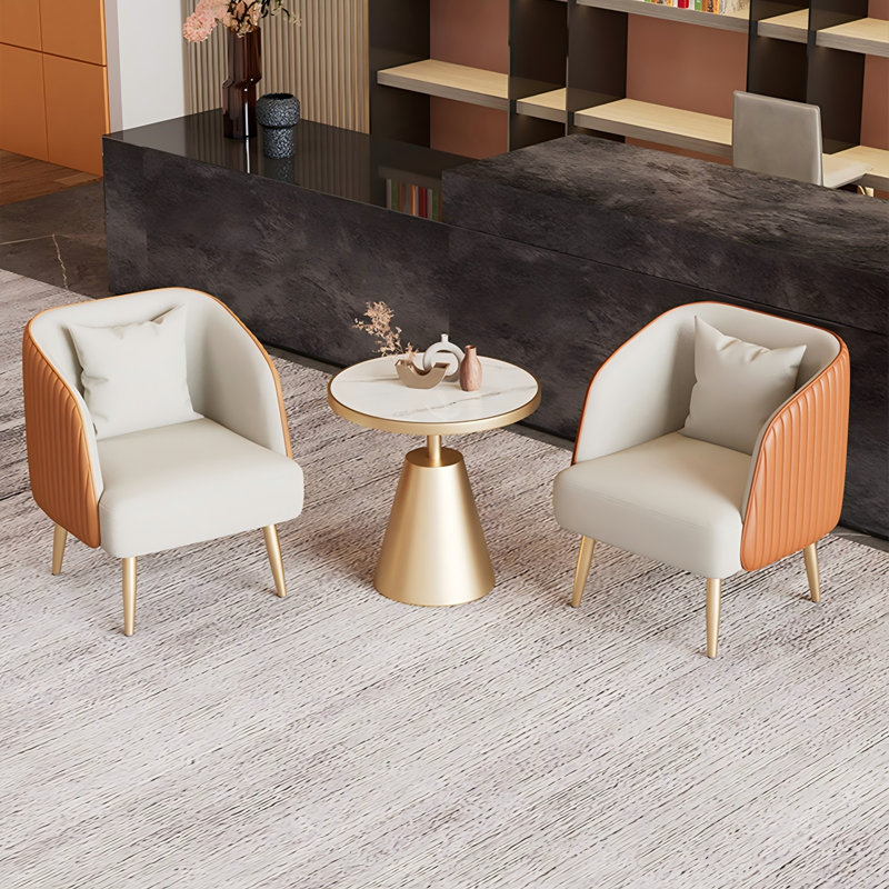 Ensemble de 2 chaises en cuir fritté et cuir beige et technologie beige