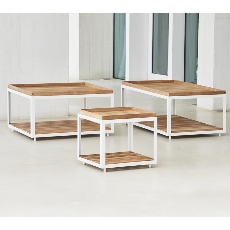 Level Outdoor Square Coffee Table, White, 18.9" W x 18.9" L x 16.6" H