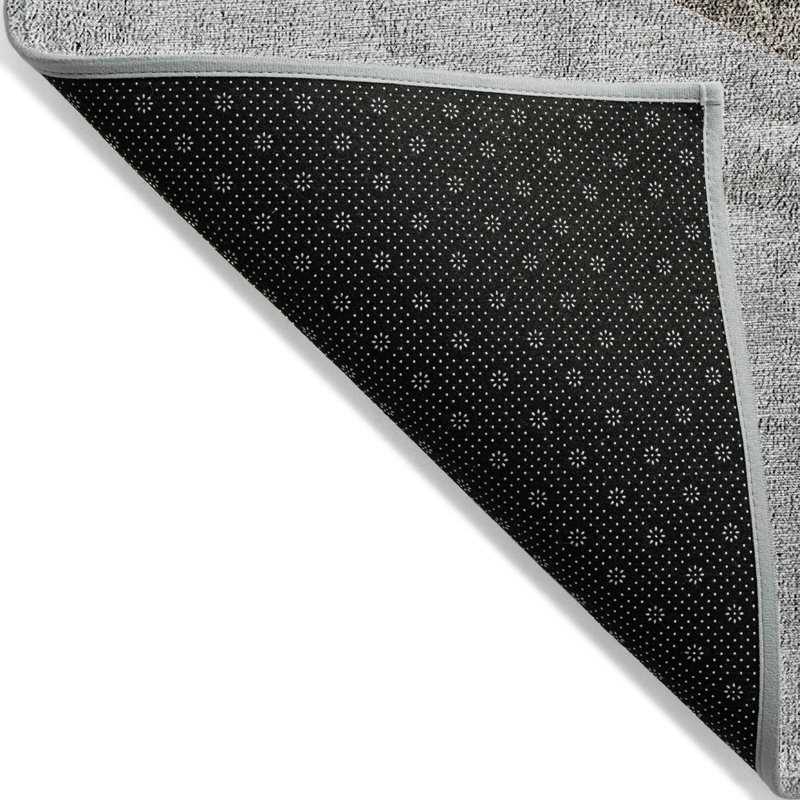 Tapis d'intérieur lavable à motif géométrique argenté 5 pi x 8 pi