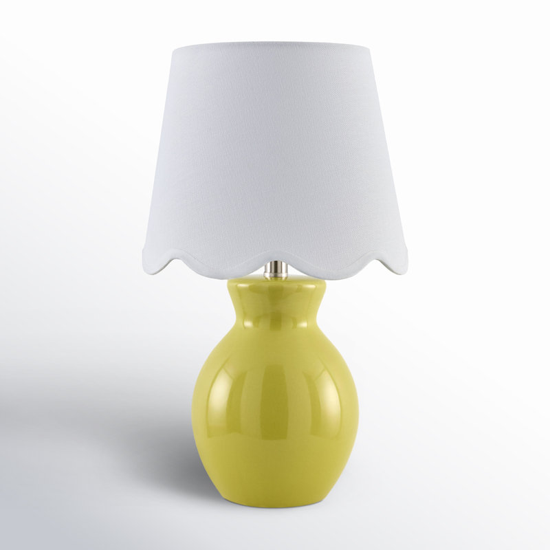 Lampe Momsen, H 15 po x l 8 po x P 8 po, Sergé blanc, Chartreuse