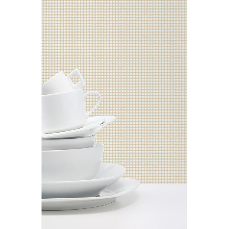Miniatures 2 Gingham Check Design 33' L x 21" W Wallpaper Roll, Brown/Cream