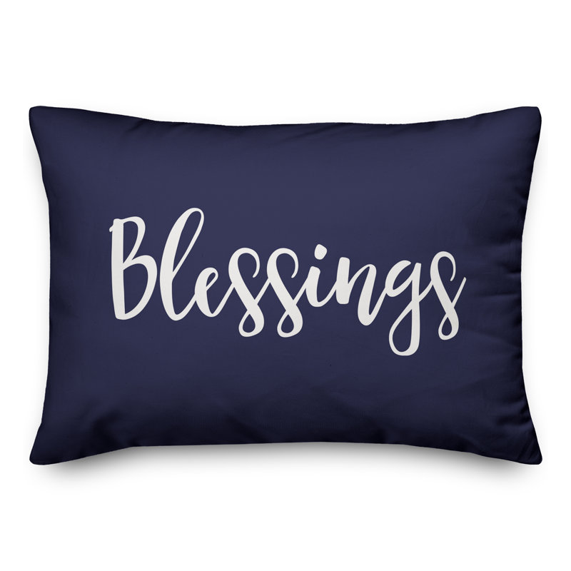Navy and White Reversible Lumbar Throw Pillow