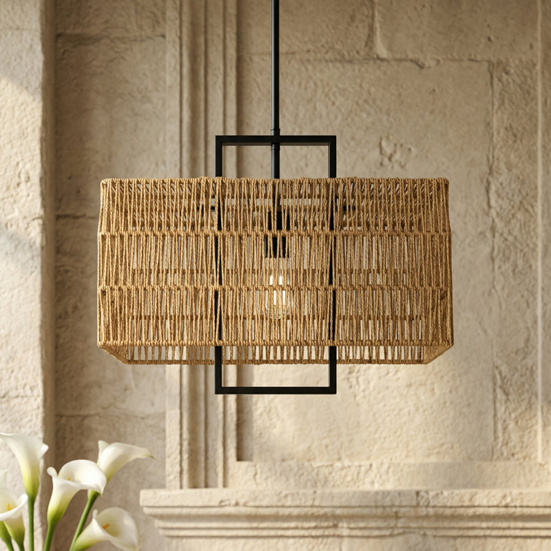 Luminaire suspendu en îlot de cuisine 17 po en rotin pour îlot de cuisine
