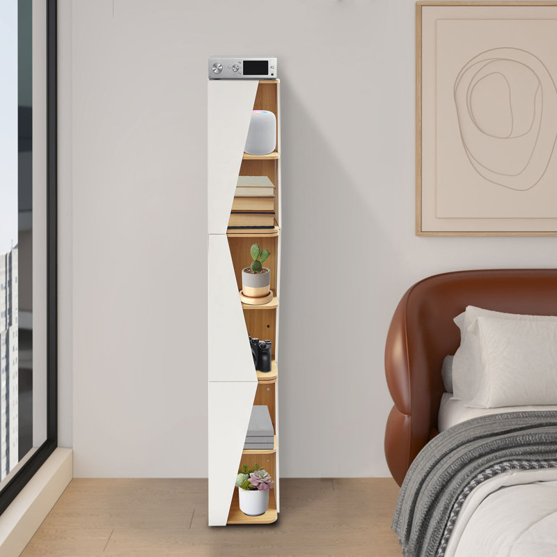 6-Tier Wall Corner Bookshelf, Corner Shelf, Brown