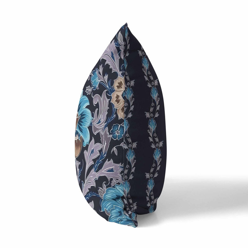 Coussin Mughal Era Garden Treasures Broadcloth, Bleu / Lavande, H 20 po x l 20 po