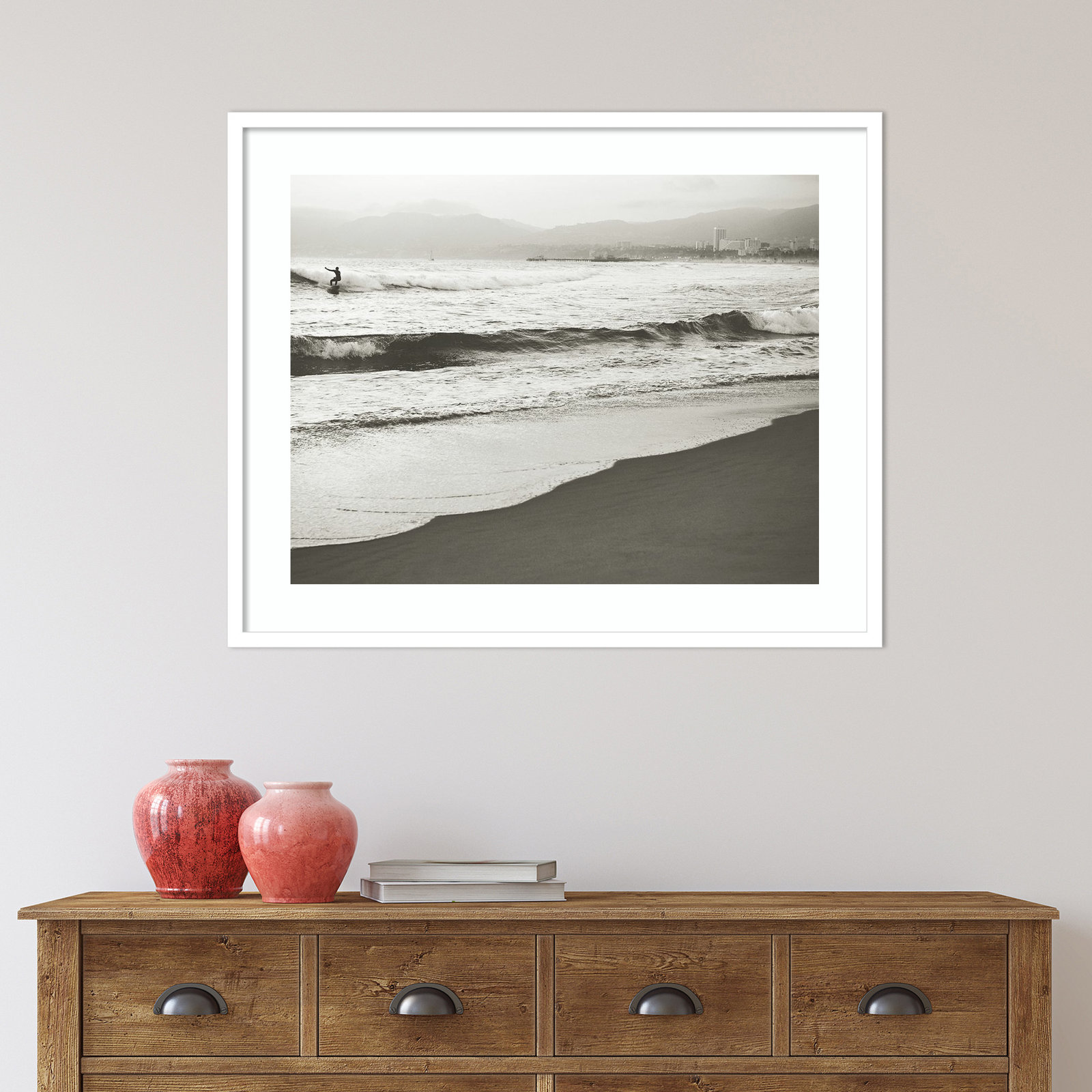 Fig "BW Surfer No. 1" Photo Print, White Framed, 33" H x 41" W