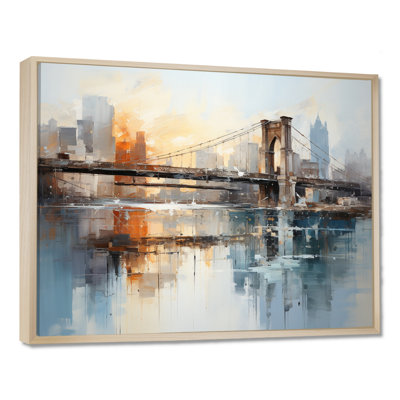 Edrikas Beige Bridge Reflective Connections - Bridges Framed Canvas Print