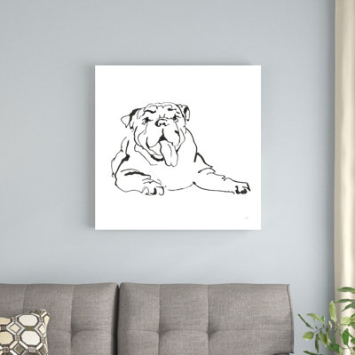 «Line Dog Bulldog I» par Chris Paschke, reproduction d'art sur toile tendue