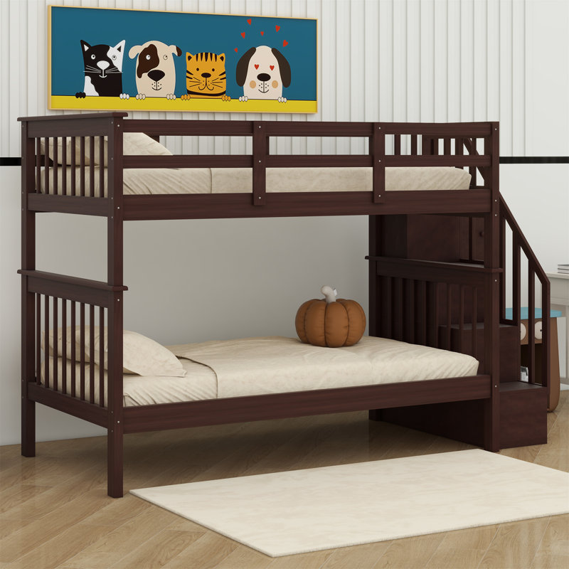 Drizzt Kids Twin Over Twin Bunk Bed, Espresso