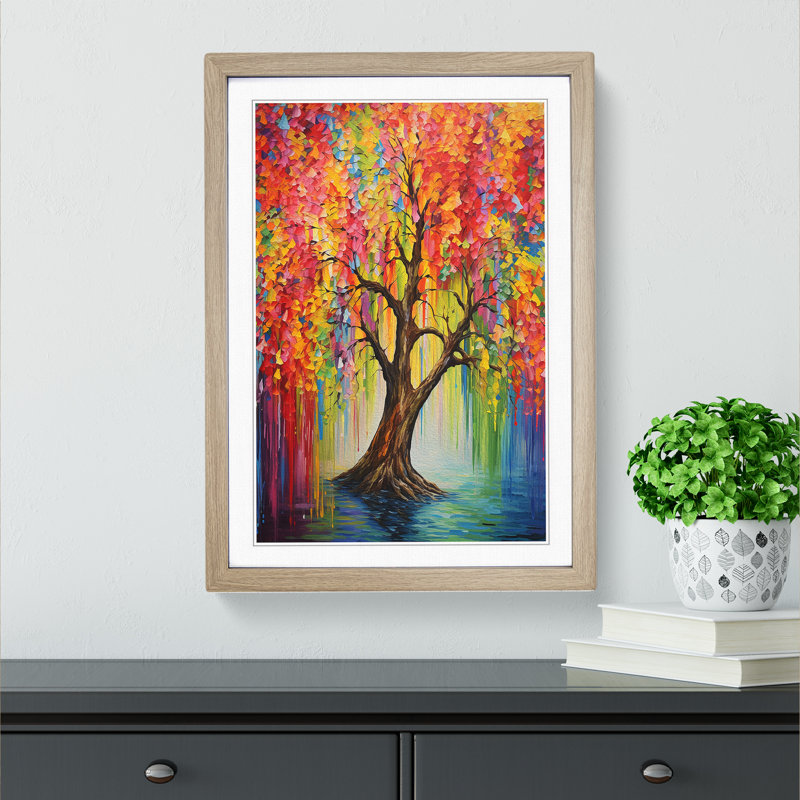 Weeping Willow Colour Field No.2 - Framed Print, Oak , 64cm H x 46cm W x 2cm D