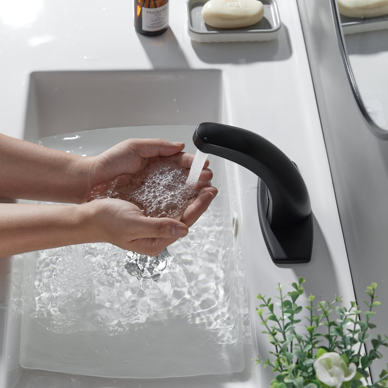 Robinet de lavabo de salle de bain sans contact, robinet à capteur automatique de mouvement avec plaque de recouvrement