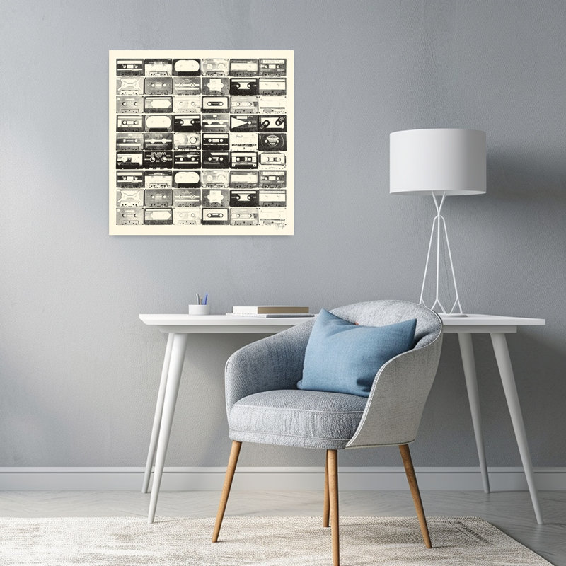 Retro Walkman For Days With Music Cassette Tapes Art, 24" H x 24" W